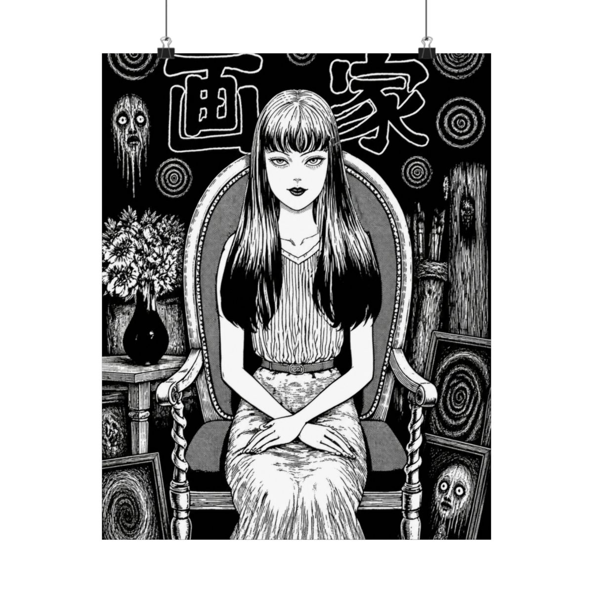 ABYSTYLE Junji Ito Tomie Unframed Poster 20.5" x 15.5" Horror Anime Manga Wall Art Prints for Bedroom Office Room Decor Gift - alternate angle 4, merchandise